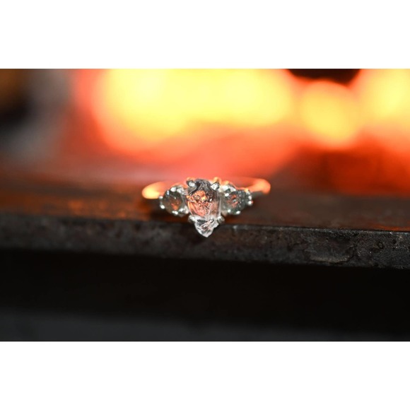 Montana sapphire and Lake county diamond engagement ring .925 sterling s… - Picture 1 of 6